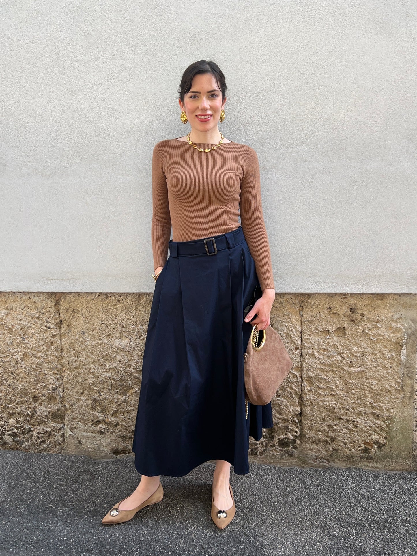 Pullover slim a costine