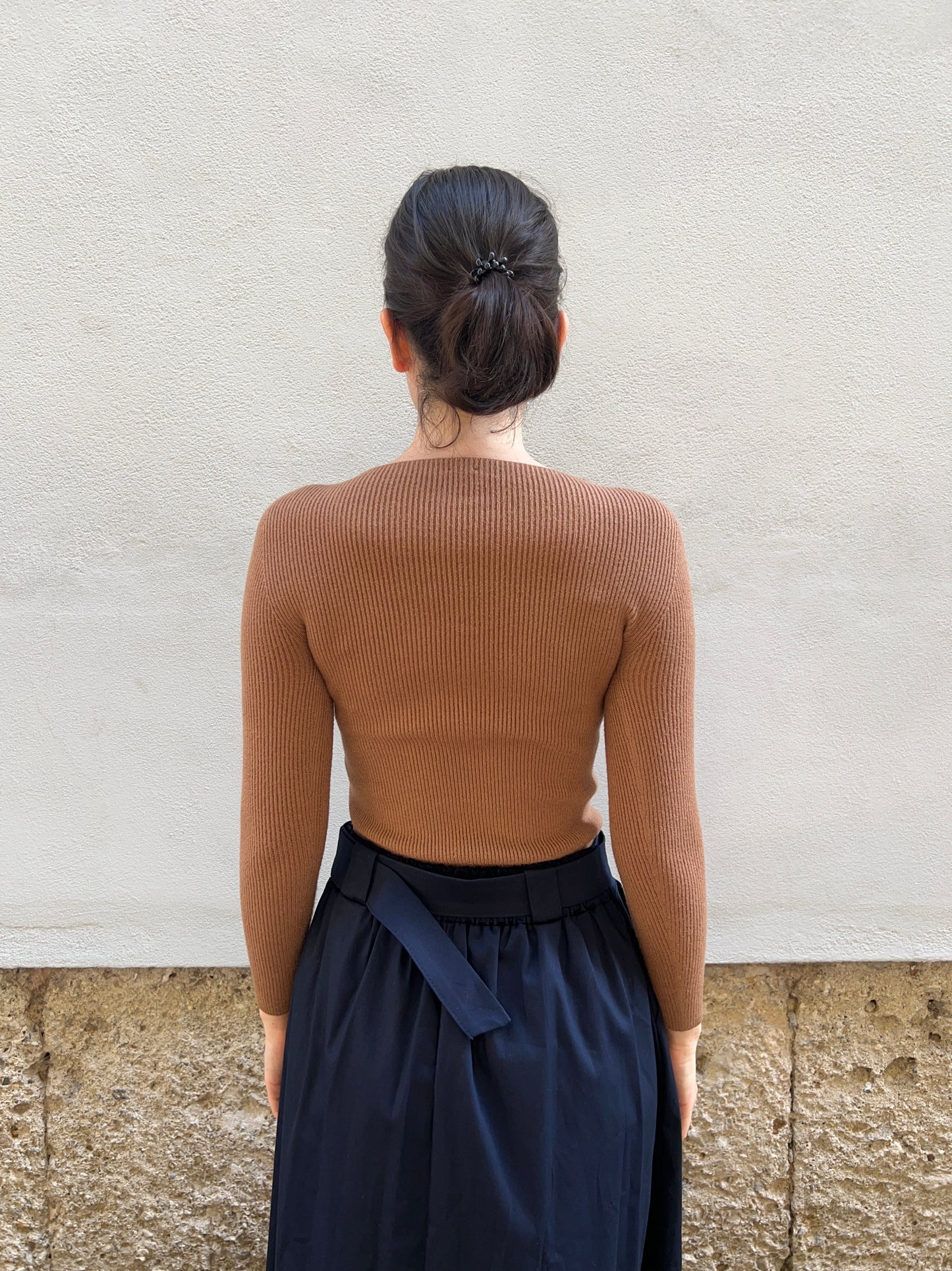 Pullover slim a costine