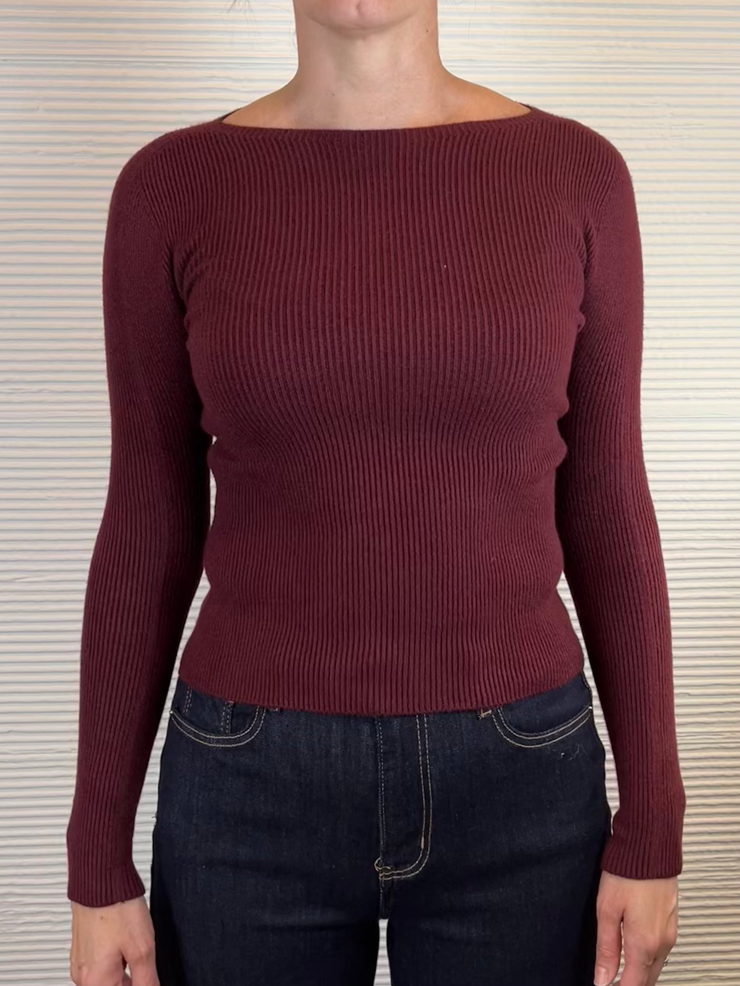 Pullover slim a costine