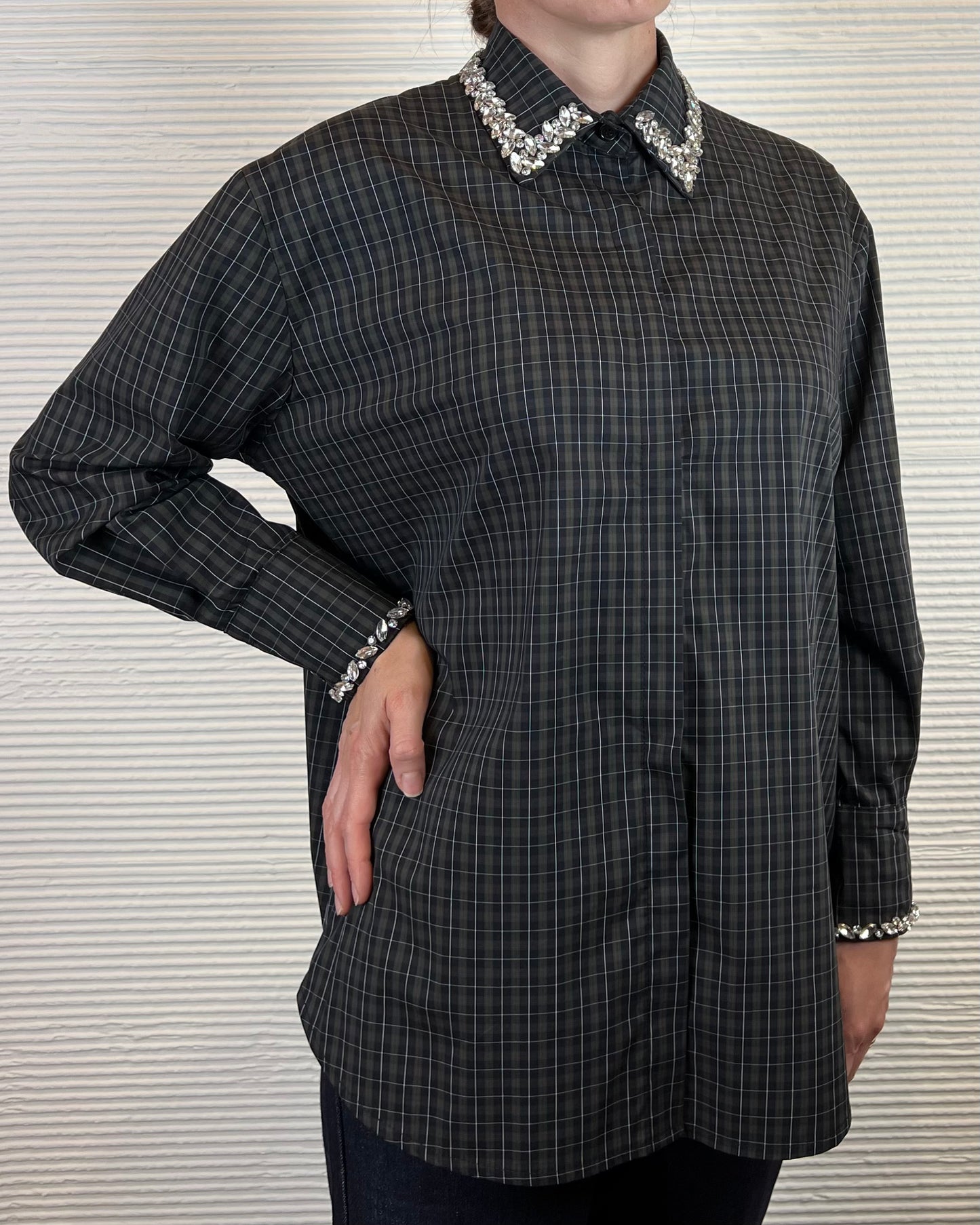 Camicia check con strass