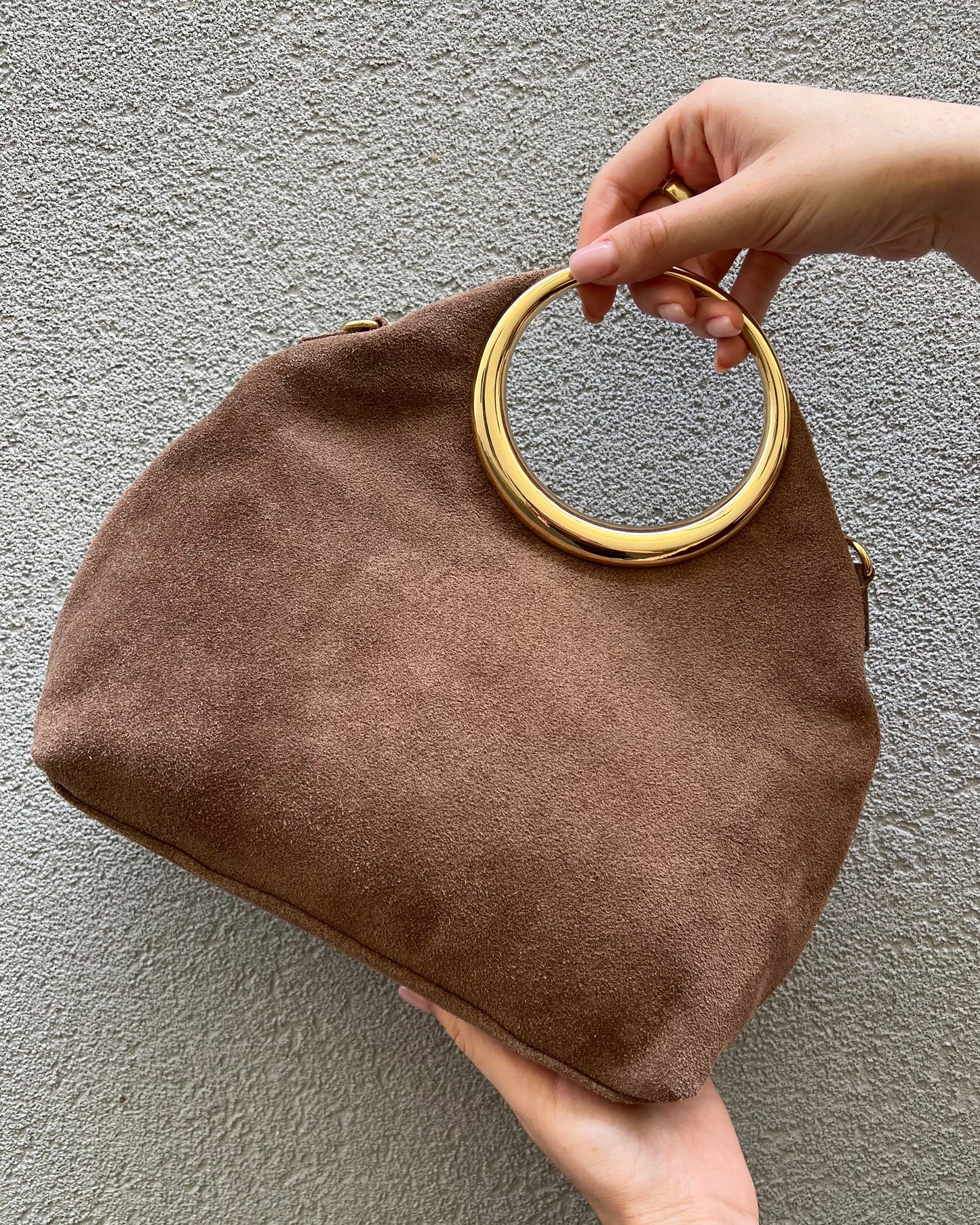 Borsa in suede vera pelle