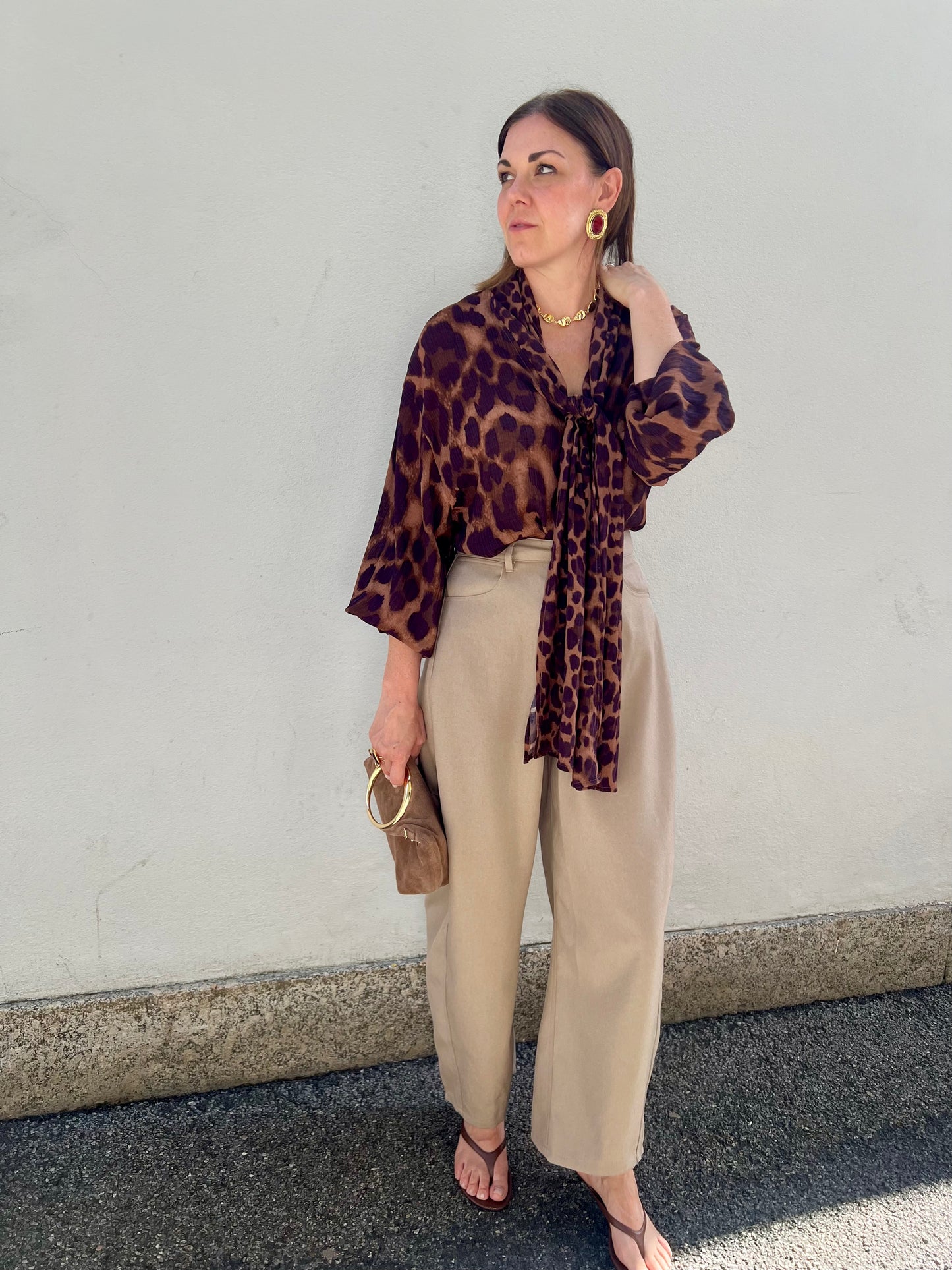 Camicia oversize stampa leopardata