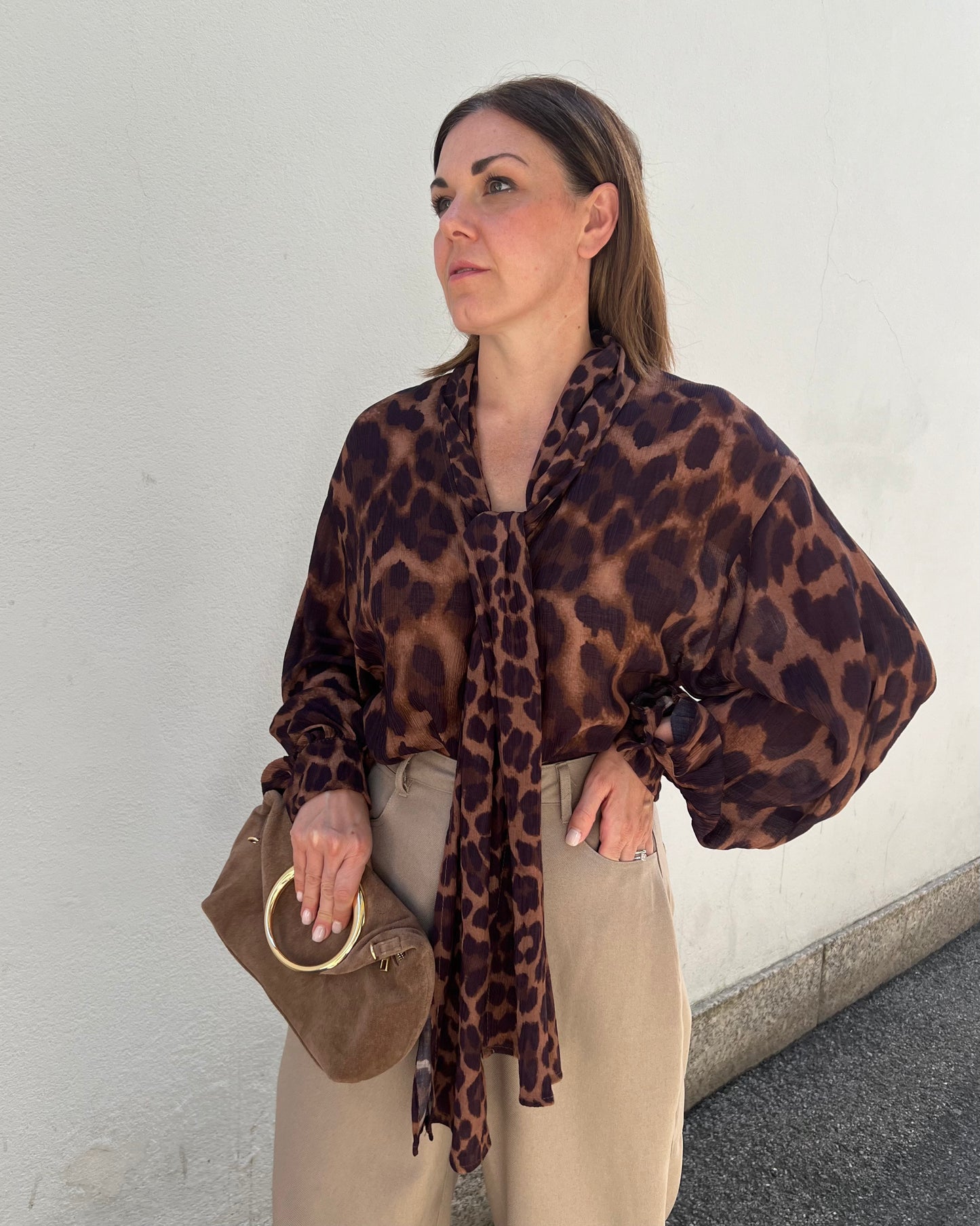 Camicia oversize stampa leopardata