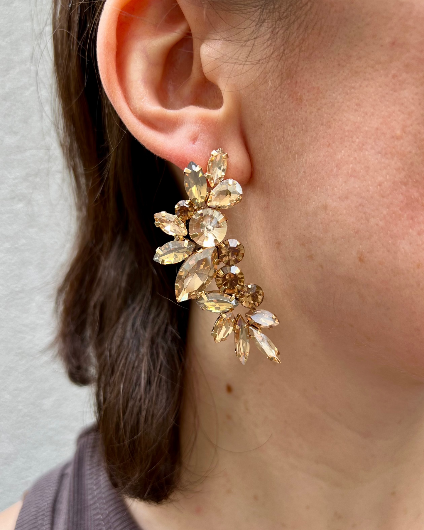 Orecchini mezzaluna con strass