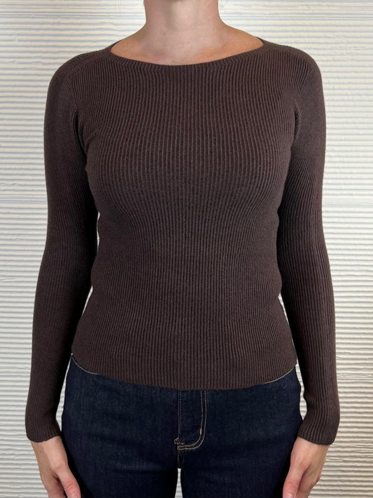 Pullover slim a costine