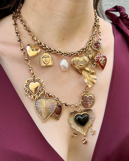 Collana a set con charms a cuori