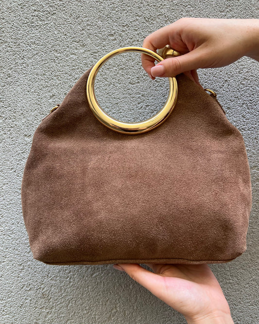 Borsa in suede vera pelle